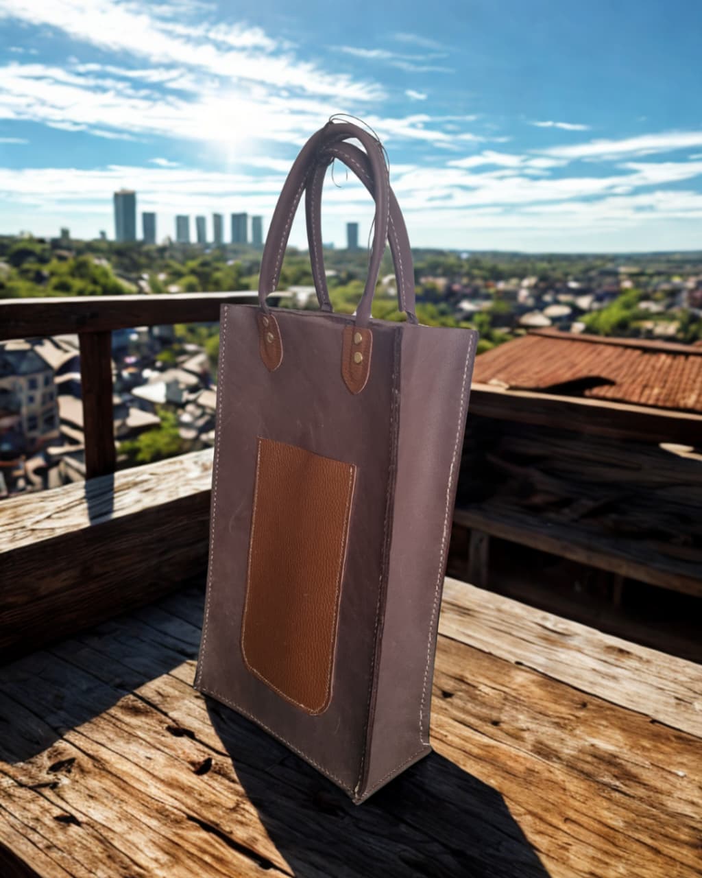Leather Wine Bag | Double