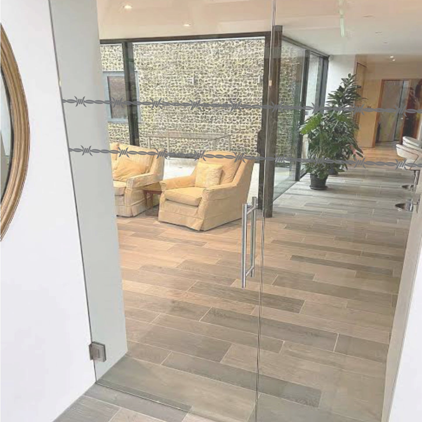 Barbed Wire Vinyl for Glass Door | Sandblast Print