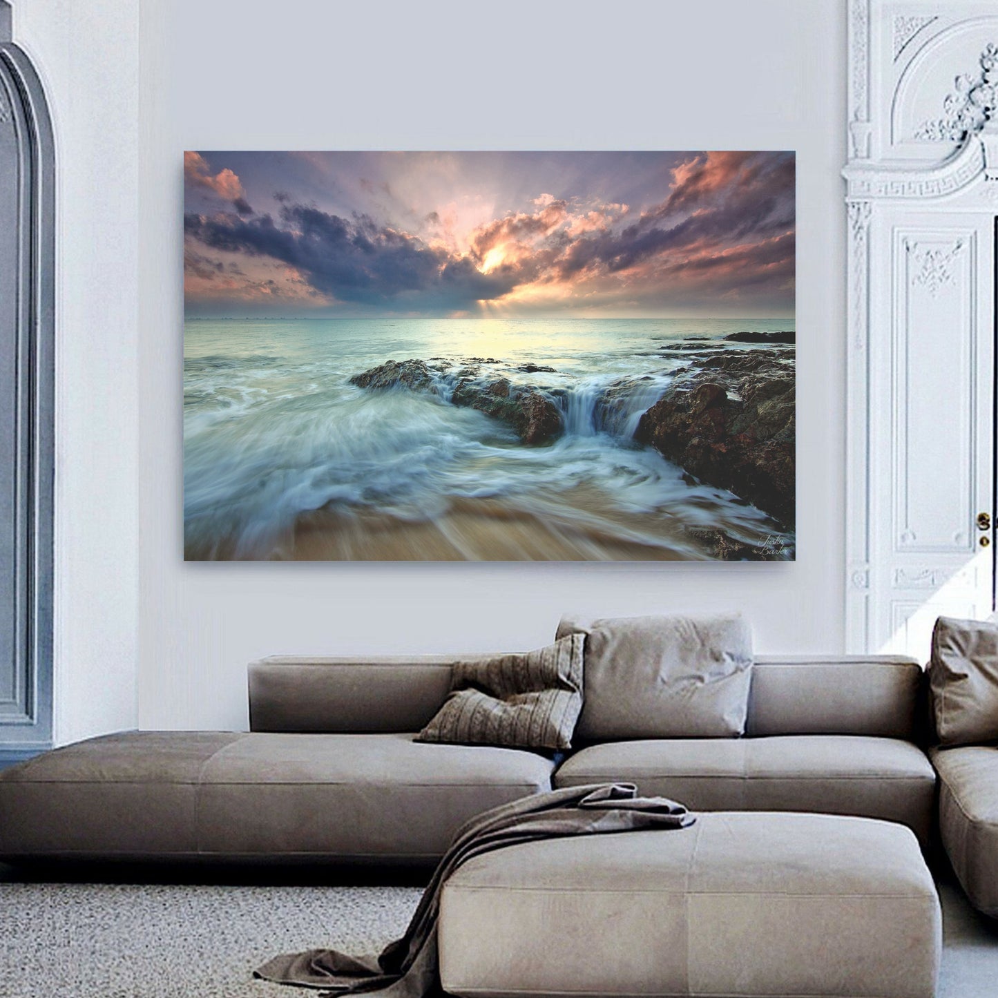 Abstract Ocean Canvas | Stretched onto Wooden Frame