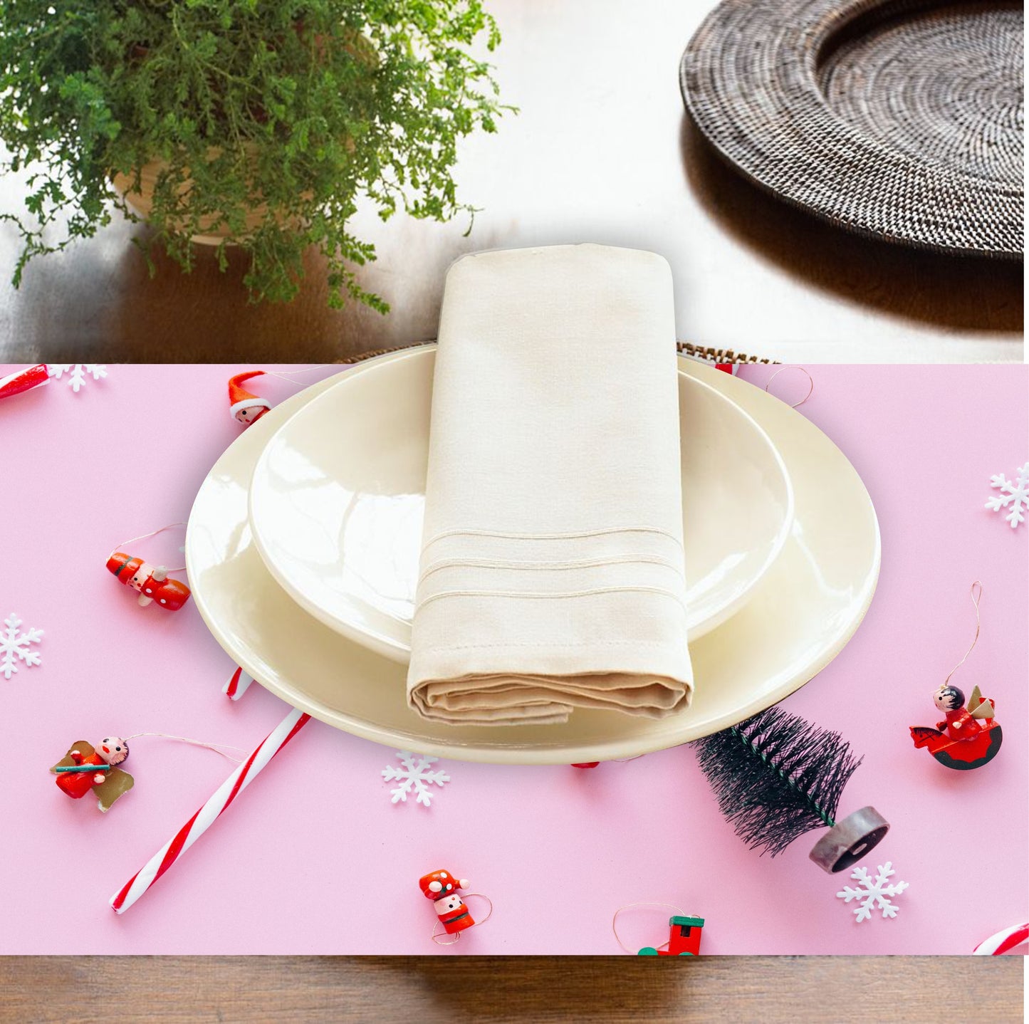 Pink Christmas Placemats | Set of 4 | PVC