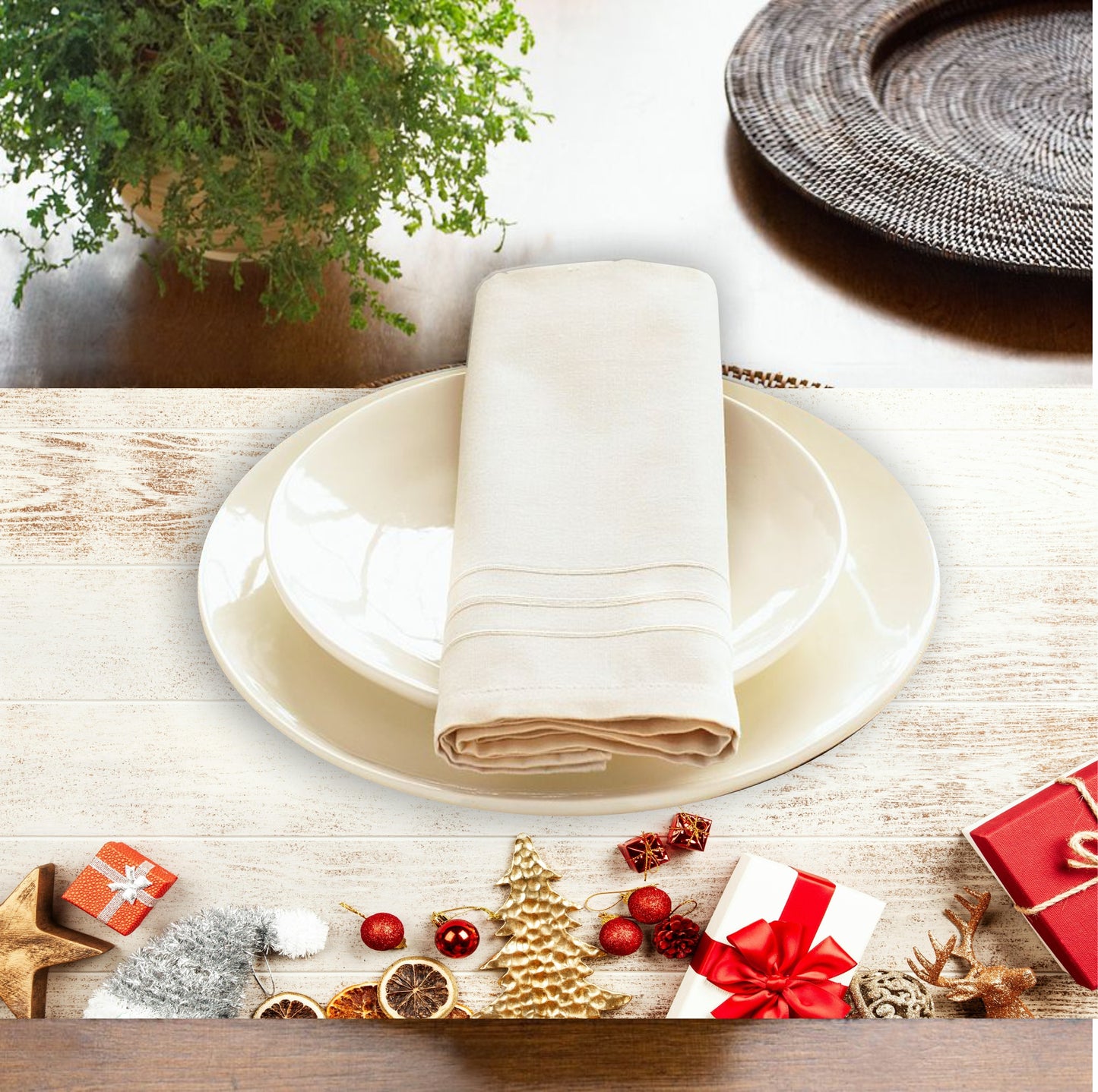 Wood Grain Christmas Placemats | Set of 4 | PVC