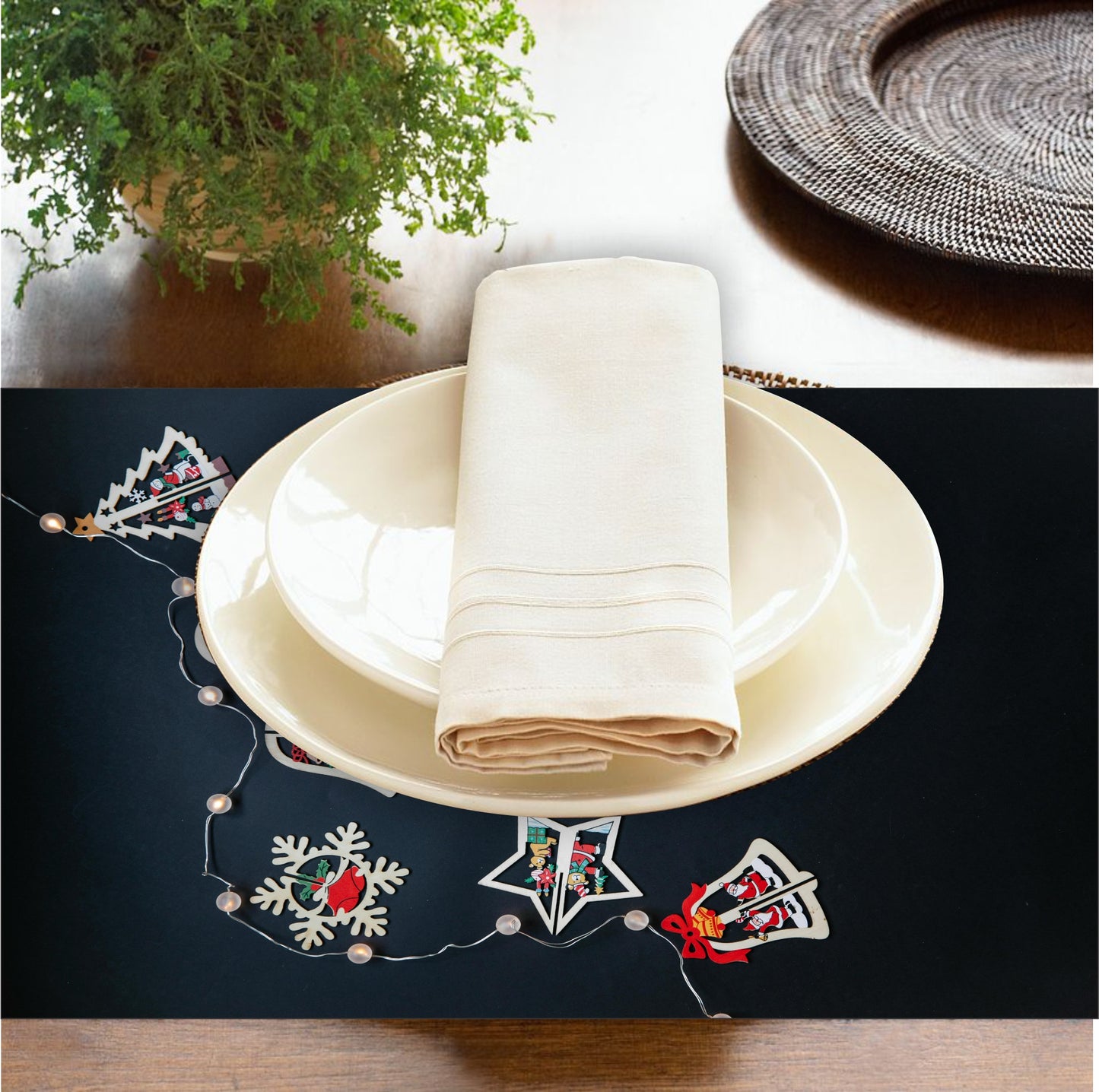 Black Christmas Placemats | Set of 4 | PVC