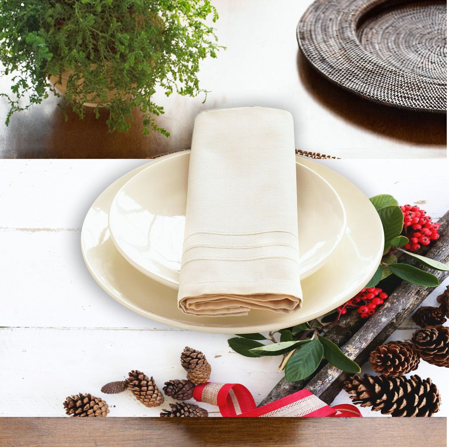Green and Red Christmas Placemats | Set of 4 | PVC