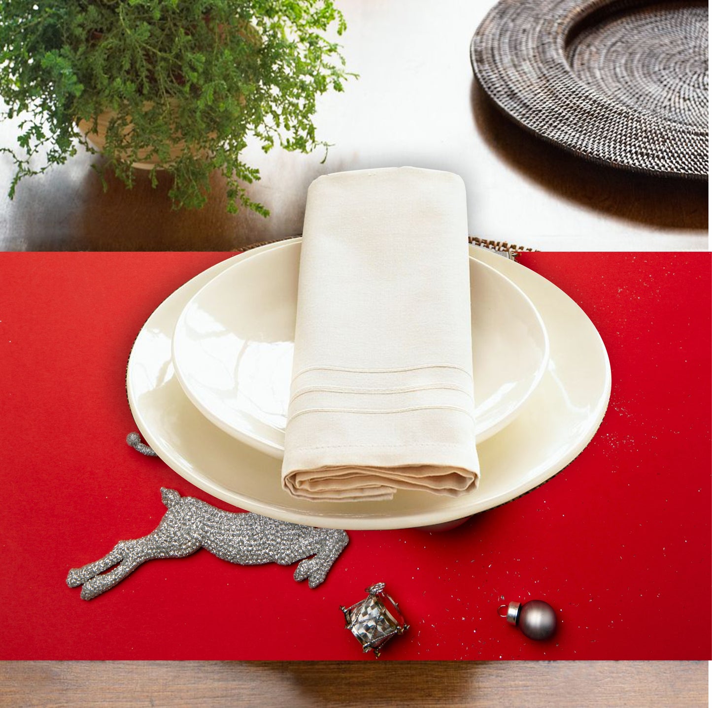 Red Raindeer Christmas Placemats | Set of 4 | PVC