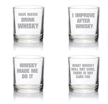 Whisky Glasses With Funny Sayings | x4