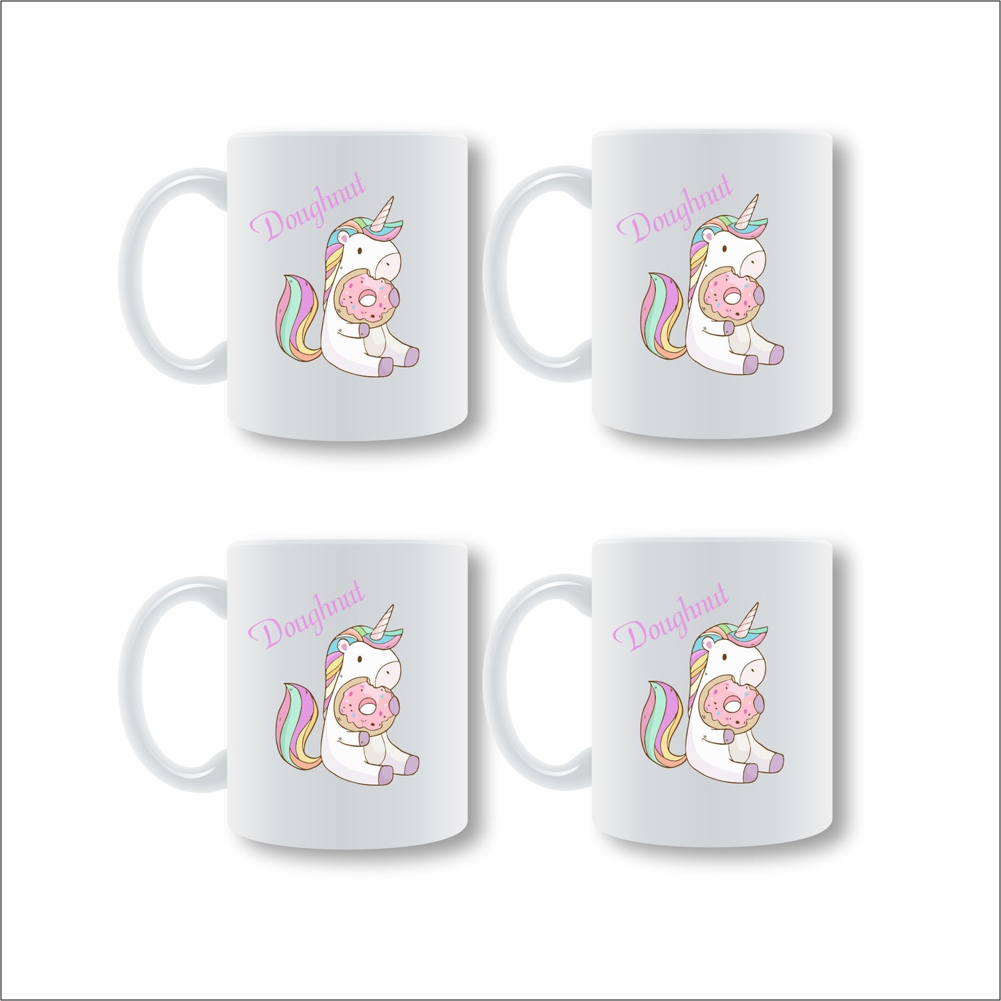Unicorn eating Doughnut Mug Set
