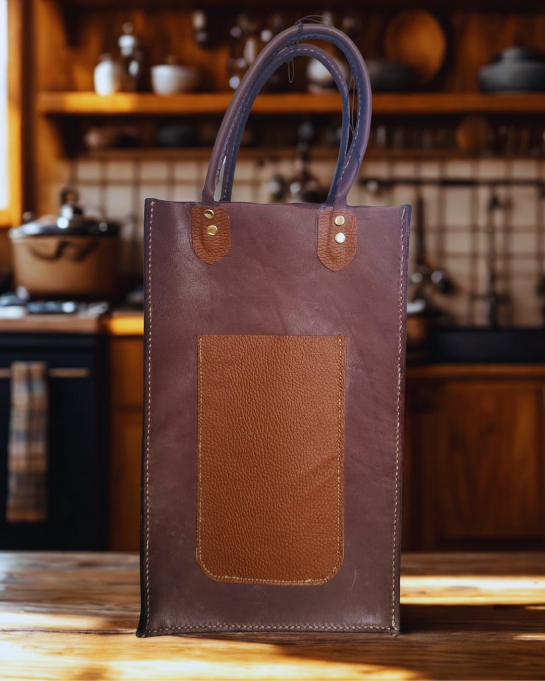 Leather Wine Bag | Double