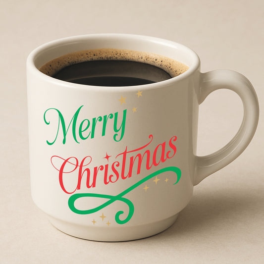 Merry Christmas Coffee Mug | White Enamel Mugs