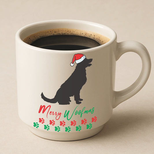 Merry Woofmas Christmas Coffee Mug | White Enamel Mugs