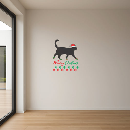 Meowy Christmas Glass/Wall Sticker | Gloss Vinyl print