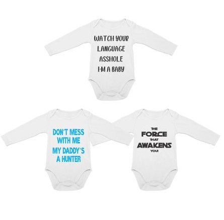 Long Sleeve Onesies - Set of 3 | My Dad's a Hunter