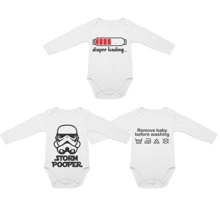 Long Sleeve Onesies - Set of 3 | Storm Pooper