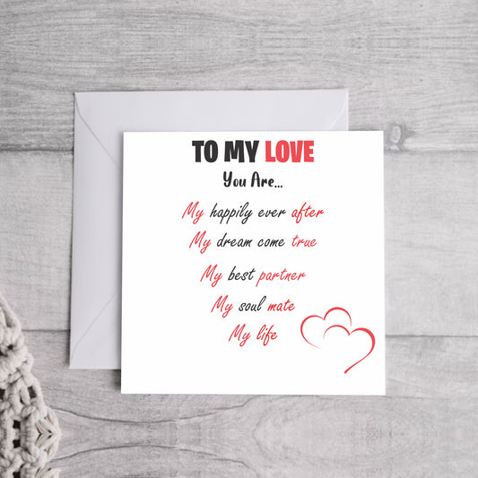 To my Love.. Greeting Card | Envelope Included